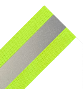 Angled view of bright yellow tape with reflective down the center.